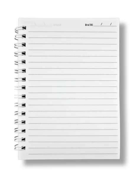 Papel de caderno sobre fundo branco — Fotografia de Stock