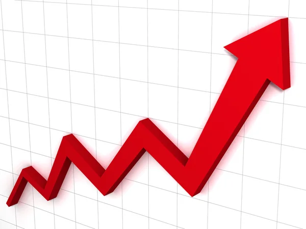 Röd stigande pilen diagrammet — Stockfoto