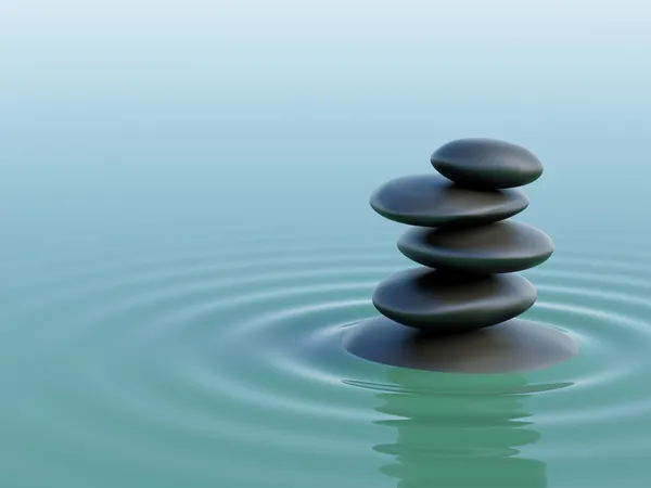 Zen stones in the ocean with waves — Stock Photo, Image