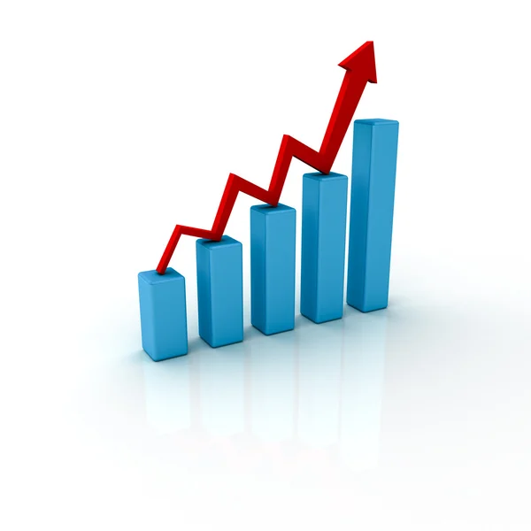 Obchodní graf s rostoucí šipka — Stock fotografie