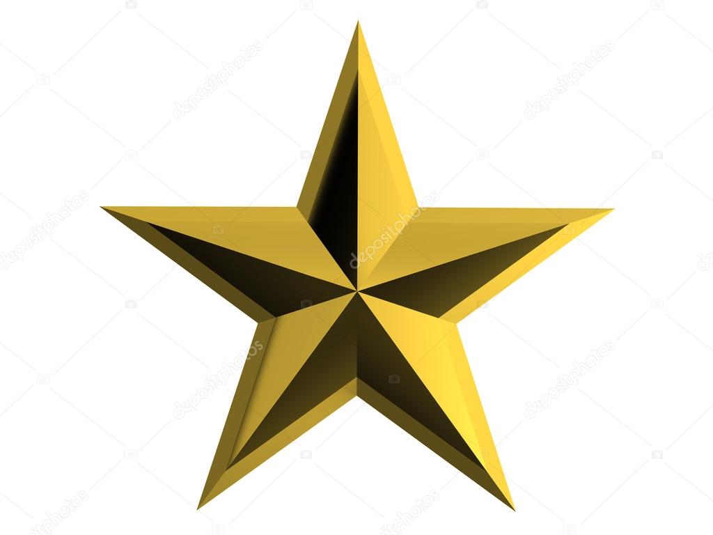 Golden star isolated on white background