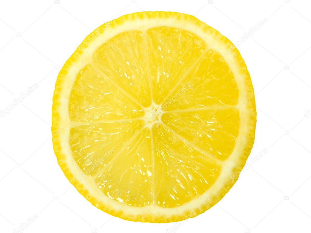 Lemon slice isolated over white background