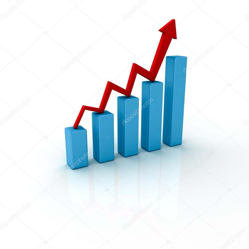 Business graph with rising arrow