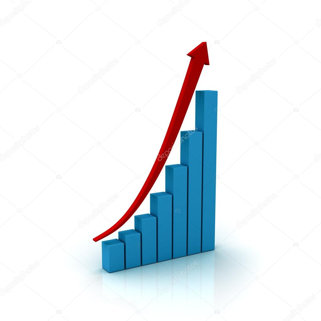 Business graph with rising arrow