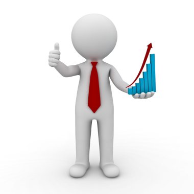 iş grafiği elinde olan 3D adam