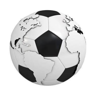 harita üzerinde beyaz zemin üzerine izole futbol topu