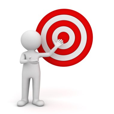 3d adam kırmızı hedef ile ayakta