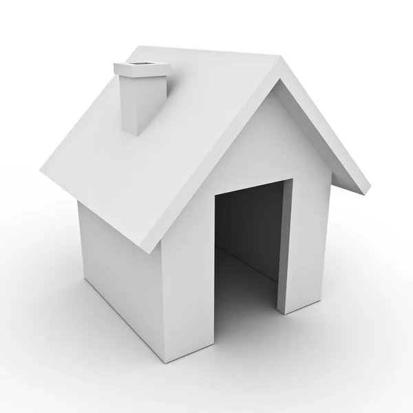 Einfaches 3D-Haus auf weißem Hintergrund — Stockfoto