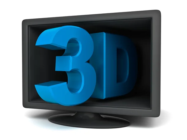 3D tv of monitor concept op witte achtergrond — Stockfoto