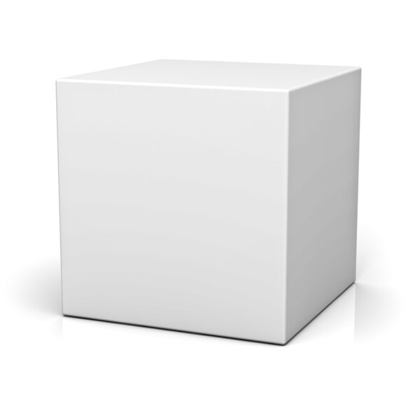Blank box on white background with reflection