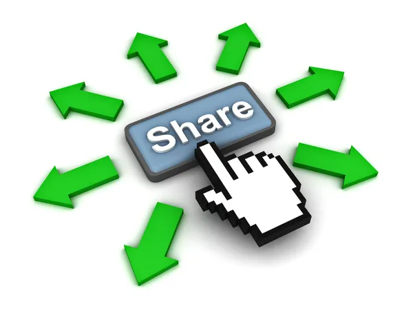 Clicando no conceito de botão share — Fotografia de Stock
