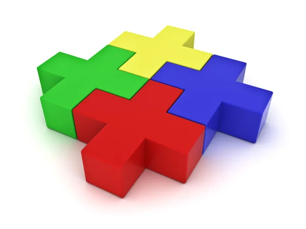 Colorful jigsaw puzzles isolated on white background — Stock Photo, Image