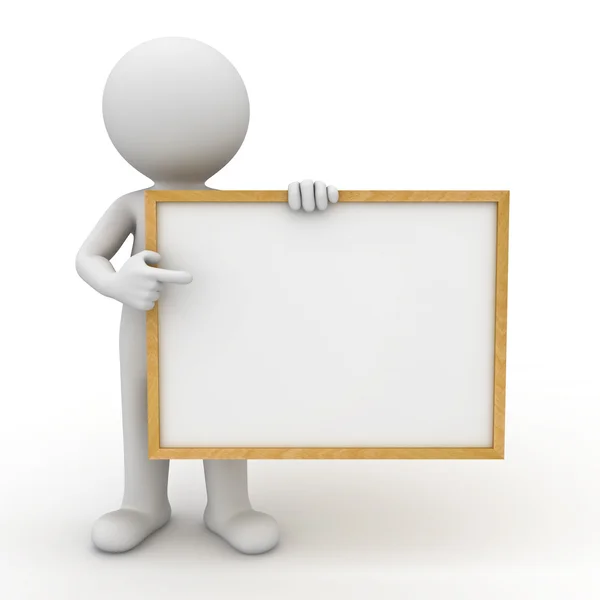 3d man showing blank board — Stock Photo, Image