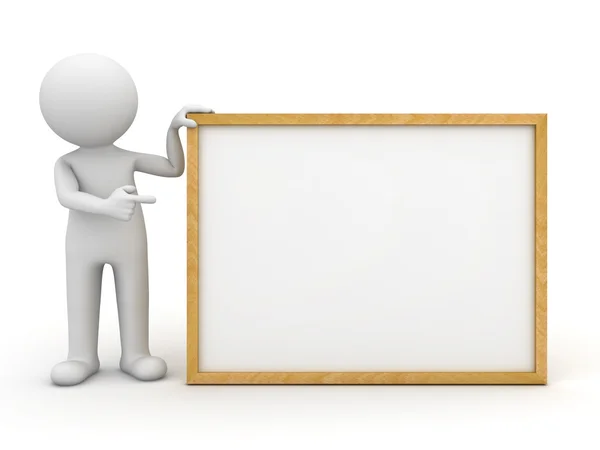 3d man standing with blank board — Stock Photo, Image