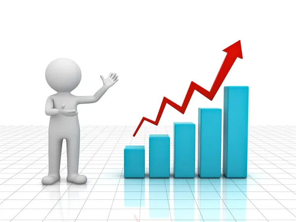 3d man with business graph — Stock Photo, Image
