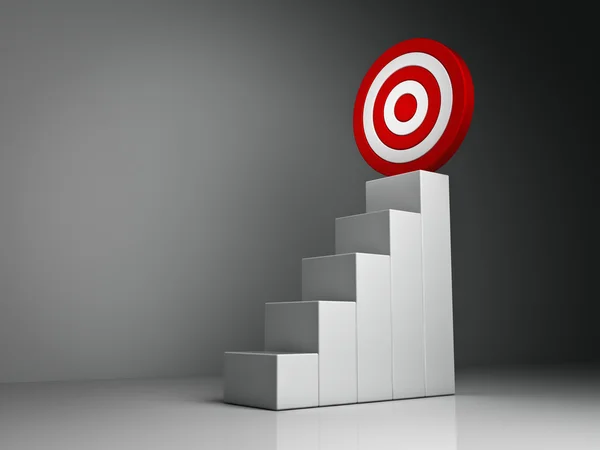 Steps and graph to the red target business — Stock Photo, Image