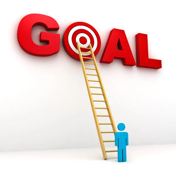 Man aiming to his target in red word goal — Stock Photo, Image