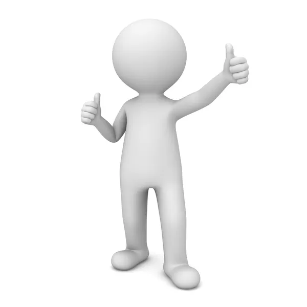 3D Man Showing Like Thumbs Up isolated over white — Stock Photo, Image