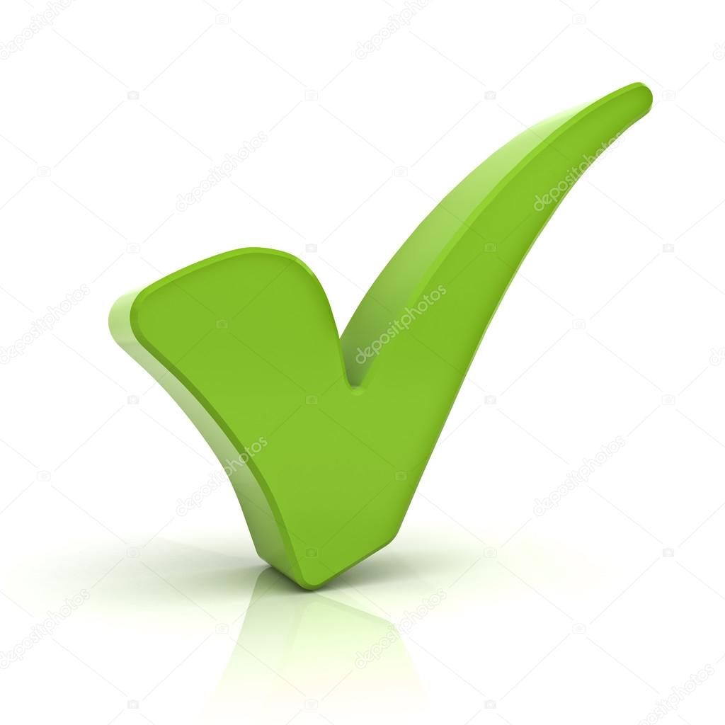 Green check mark isolated over white background