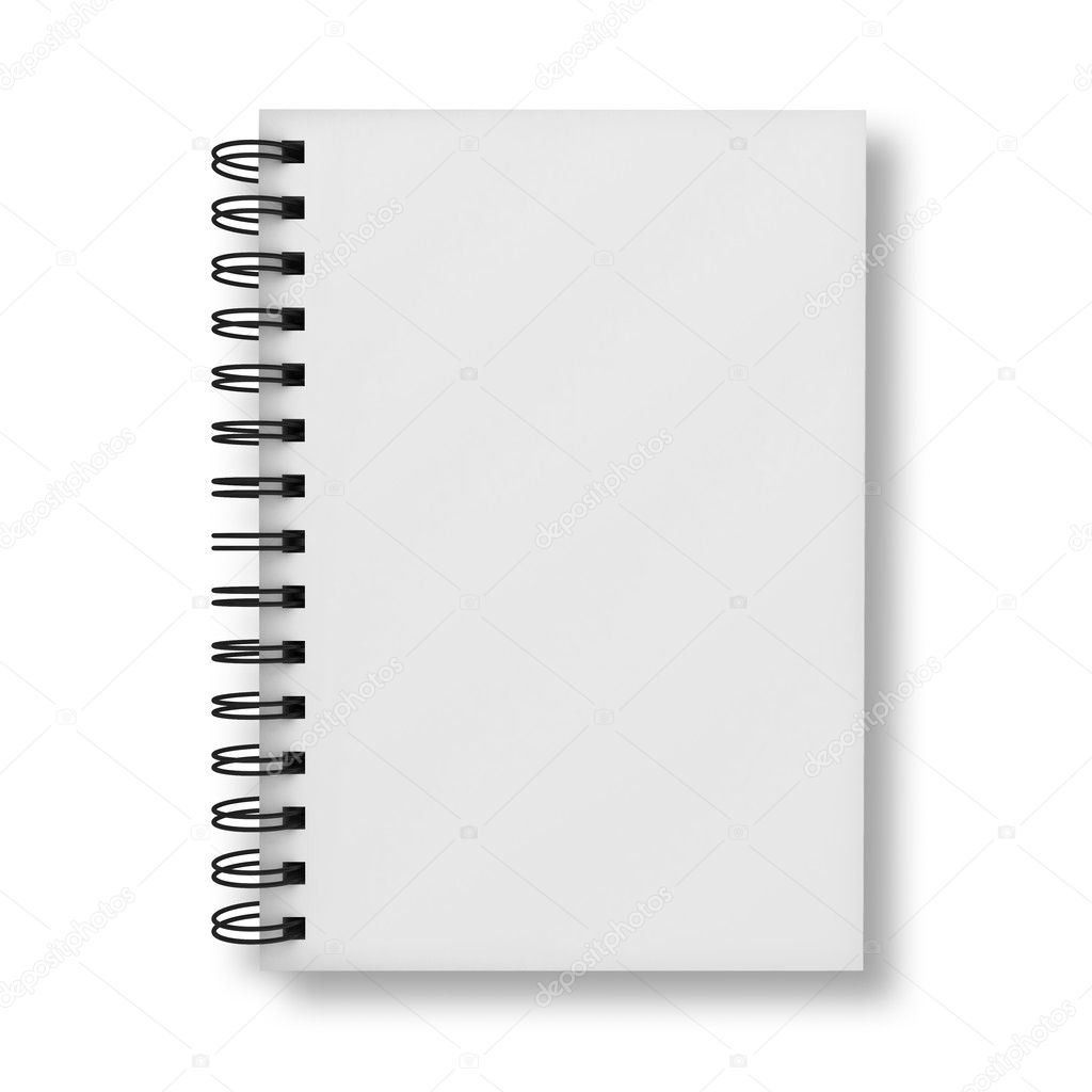 Blank notebook cover isolated over white