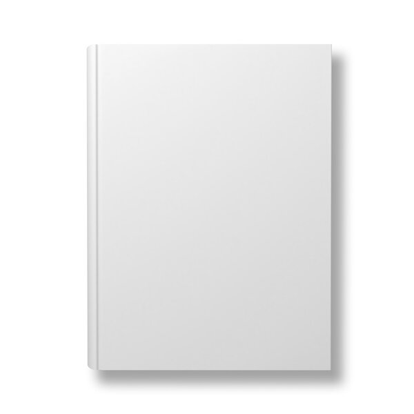 Blank book cover isolated over white background