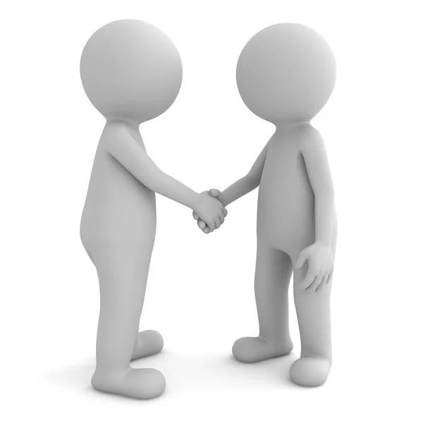 3d people shaking hands isolated on white — Stock Photo, Image