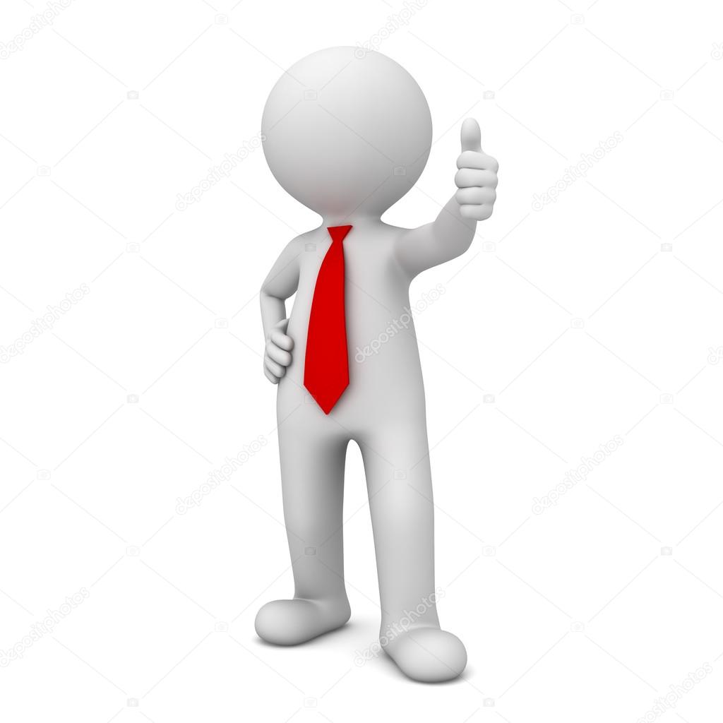 3d business man showing thumbs up like isolated over white Stock Photo