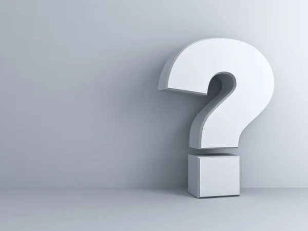 White Question mark on white wall background — Stock Photo, Image