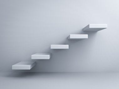 Abstract stairs or steps concept on white wall clipart