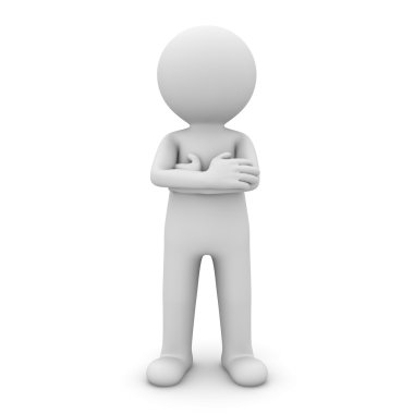 3d adam Kollarını açarak ayakta beyaz üzerinde çarpı işareti.