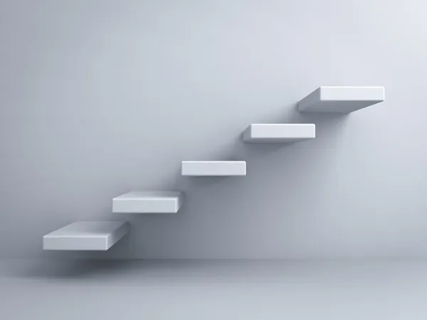 Escadas abstratas ou conceito de passos na parede branca — Fotografia de Stock