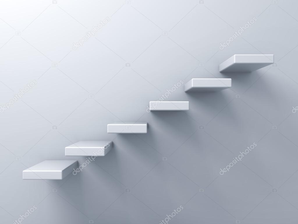 Abstract stairs or steps concept on white wall