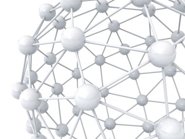 3D-s fehér molekuláris szerkezete geometria modellt fehér háttér