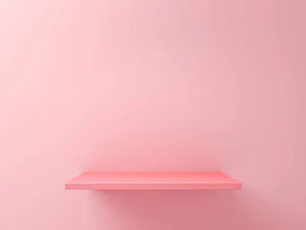 Мінімальна Рожева Полиця Дисплея Ізольована Рожевому Пастельному Кольоровому Фоні Стіни — стокове фото
