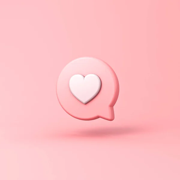 Love Heart Social Media Notification Chat Icon Pink Pastel Color — Stok fotoğraf