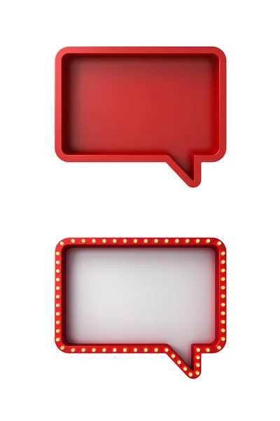 Collection Set Red Speech Bubble Boxes Isolated White Background Rendering — Stock Photo, Image