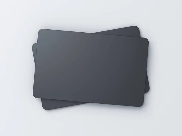 Blank Black Business Cards Isolated White Background Shadow Minimal Concept — 图库照片