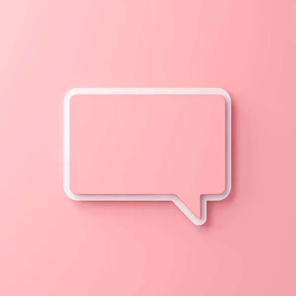 Speech Bubble Geïsoleerd Roze Pastel Kleur Achtergrond Met Schaduwen Minimale — Stockfoto