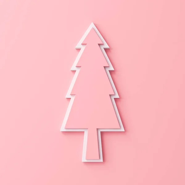 Мінімальний Рожевий Пастельний Колір Різдвяної Ялинки Знак Ізольований Світло Рожевому — стокове фото