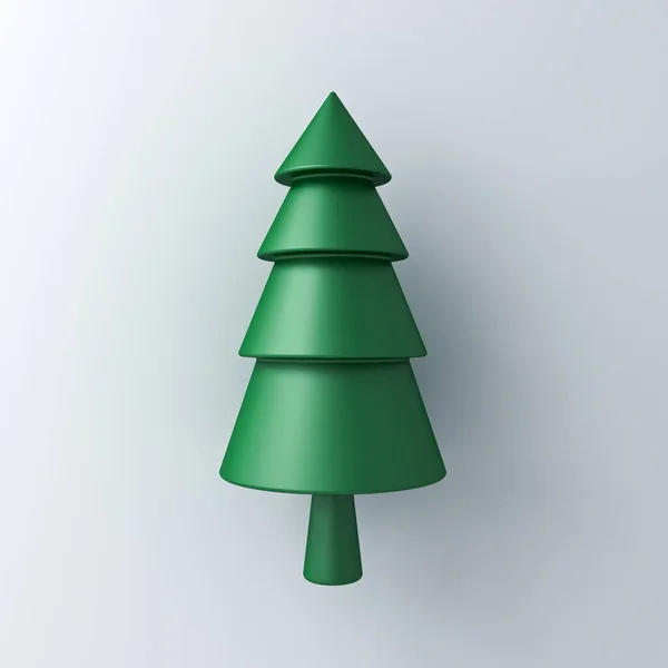 Árbol Navidad Mínimo Aislado Fondo Blanco Pared Con Representación Sombra — Foto de Stock