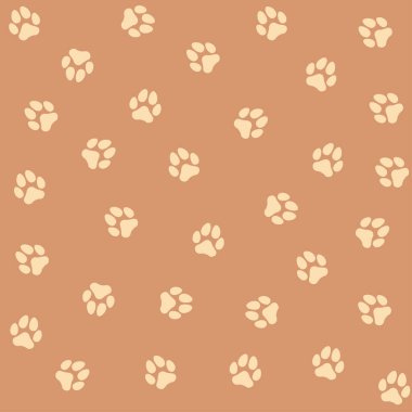 Pattern in brown with dog paws. The print is suitable for clothing, children's clothing, bed linen, icons, stickers.