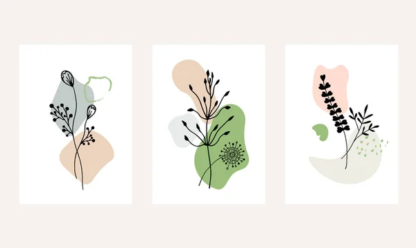 Set Creative Minimalist Hand Drawn Illustrations Perfect Wall Decoration Greeting — Stok Vektör