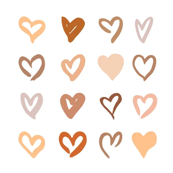Set of hearts in pastel colors. Icons and symbols of different hearts. 