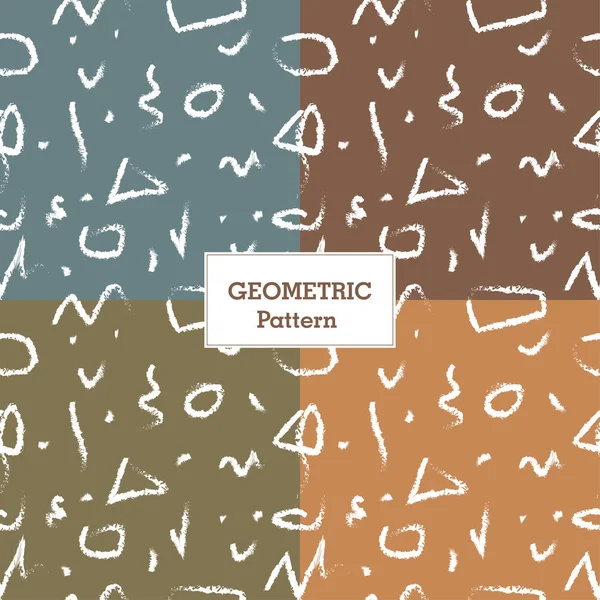 Geometric set pattern in different natural colors. Vector seamless background. Hand drawn curved and wavy lines