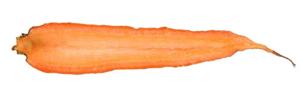 Сырая Оранжевая Морковь Разрезанная Пополам Внутри Продольной Секции Изолирована Белом — стоковое фото