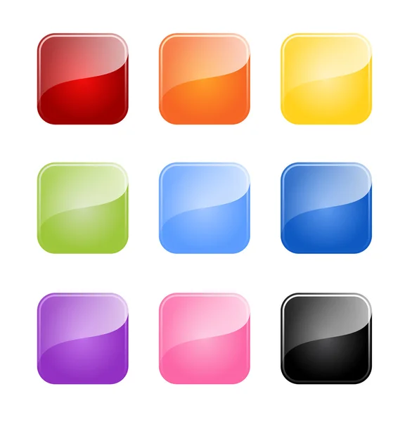 Σύνολο χρωματιστό γυαλιστερό κενό κουμπί που απομονώνονται σε λευκό φόντο — Διανυσματικό Αρχείο