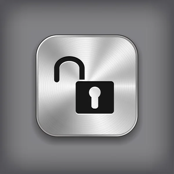Sbloccare icona - pulsante app metallo vettoriale — Vettoriale Stock