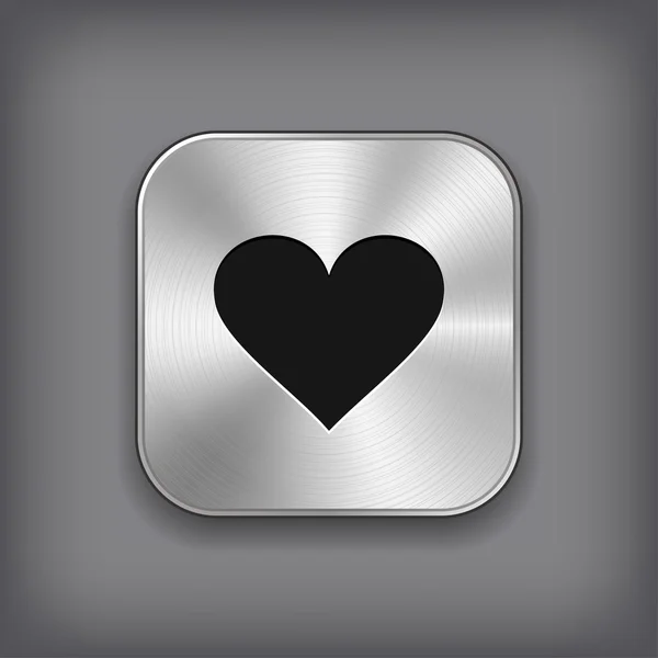 Icono del corazón - botón de aplicación de metal vector — Archivo Imágenes Vectoriales