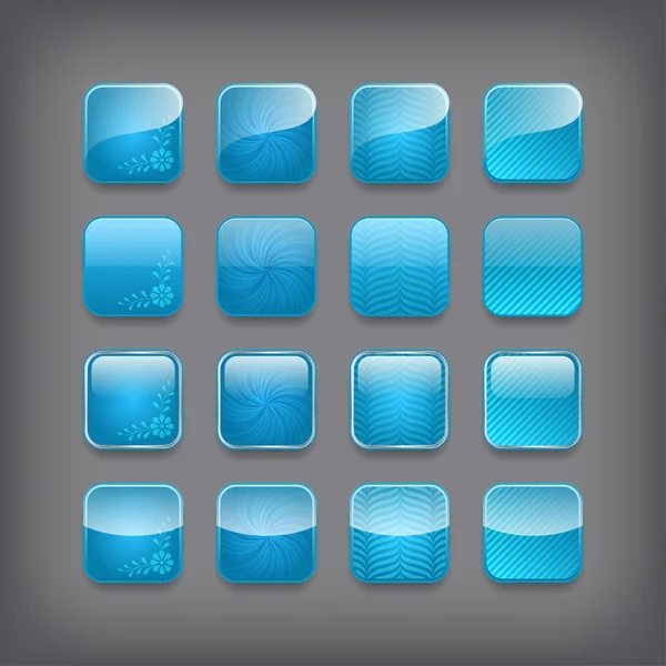 Conjunto de botones azules en blanco — Vector de stock