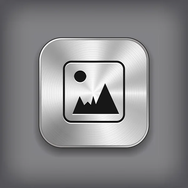 Icône de la photographie - bouton de l'application vectoriel métal — Image vectorielle
